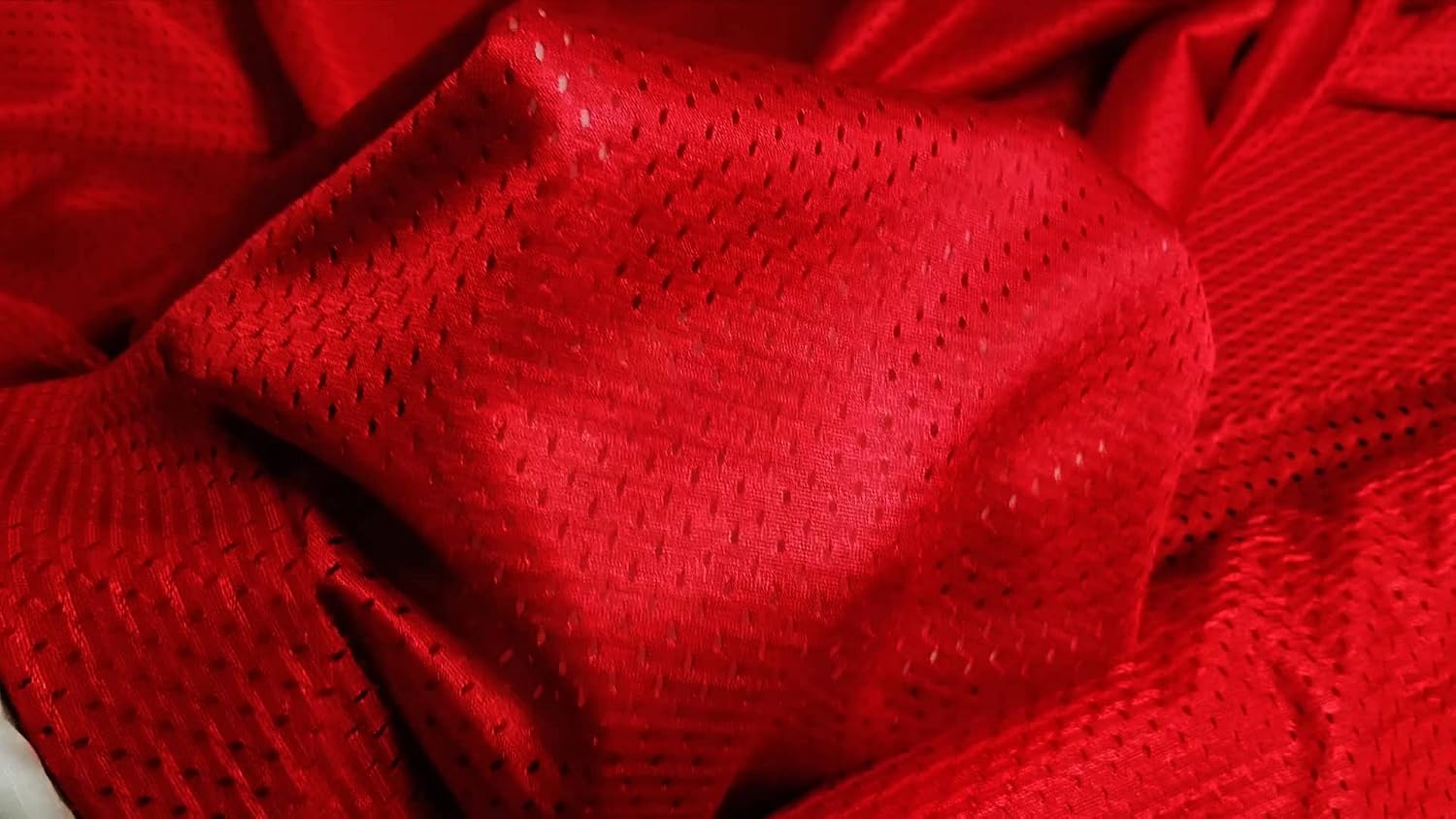 Pico Textiles 1 Yard – Red Polyester Football Mesh Jersey Fabric - Sold by The Yard - Variety of Colors - Durable Athletic Mesh Fabric, Ideal for Sewing Soccer and Basketball Jerseys Uniforms
