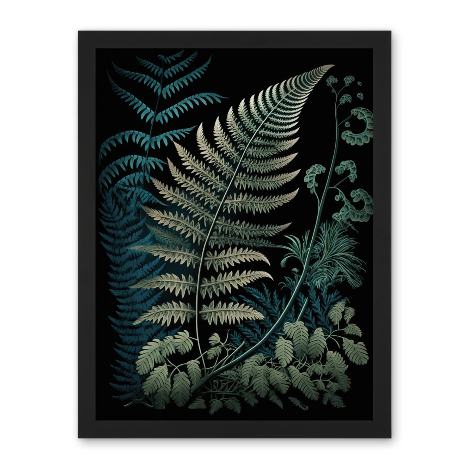 Artery8 Detailed Fern Frond Species Botanical Illustration Artwork Framed Wall Art Print 18X24 Inch