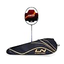 Li-Ning Ignite 8 Japanese Carbon Graphite Unstrung Badminton Racket with Full Cover (Black/Blue/Old Gold, 77 Grams) gallery image