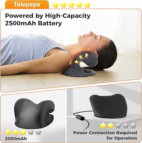 Vista 2 de Estirador de cuello térmico inalámbrico para aliviar el dolor de cuello, dispositivo de tracción cervical calentado de 2500 mAh para migraña TMJ