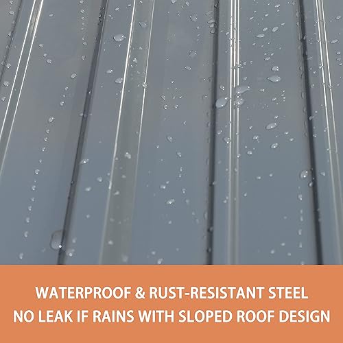 Miniatura 7 de VEIKOU Cobertizo de almacenamiento de metal de 4 x 4 pies con acero galvanizado grueso, puerta con cerradura, rejillas de ventilación, cobertizo de