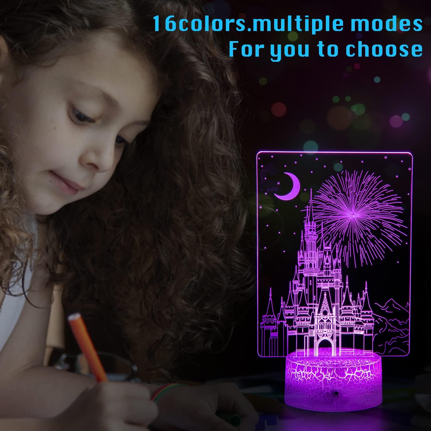 Creative 3D Illusion lamp Castle Night Light with Remote & Smart Touch 7 Colors + 16 Colors Changing Dimmable Castle Kids Night Light 2-12 Year Old Boy or Girl Christmas Brithday Gifts