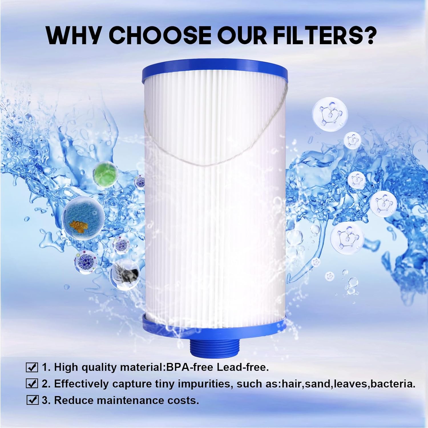 Hrozny Hot Tub Filter FC-2402,Spa Filter Compatible with Watkins 303279,5CH-37,PFF42TC-P4,78460, Lifesmart, AquaTerra, Fantasy, Freeflow, Simplicity, Bermuda, Aspire,Azure (2PCS)