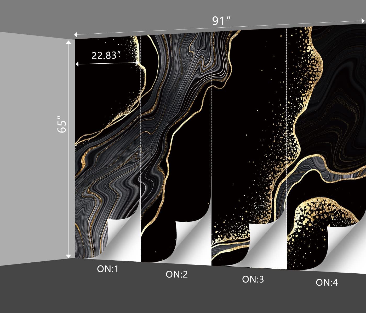 Black and Gold Marble Wallpaper Modern Bedroom Trendy Mens Room Decor murals Office Living Room tv Background Large Wall Mural - 91"x65" Not Peel and Stick