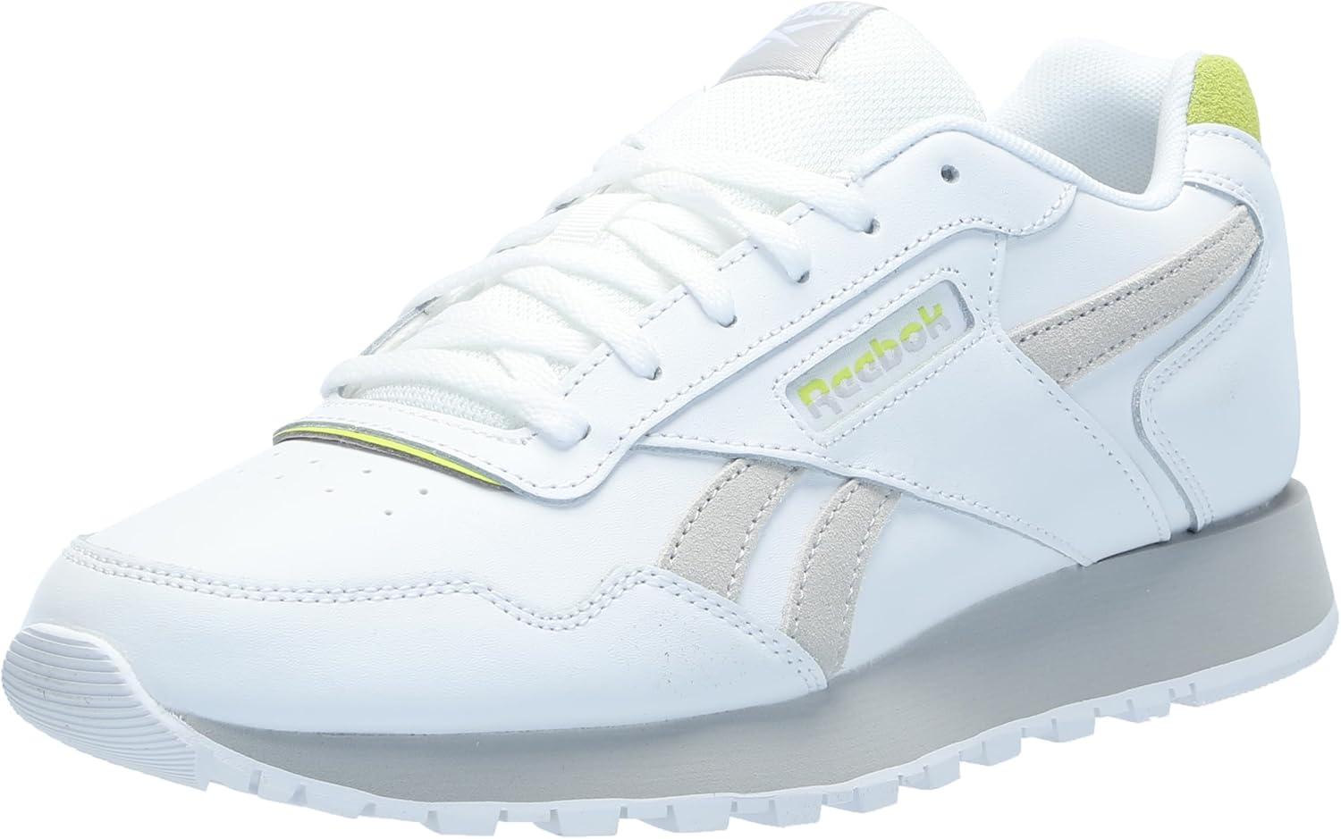 Reebok Women's Glide Sneaker, Footwear White/Pure Grey 2/Acid Yellow, 10