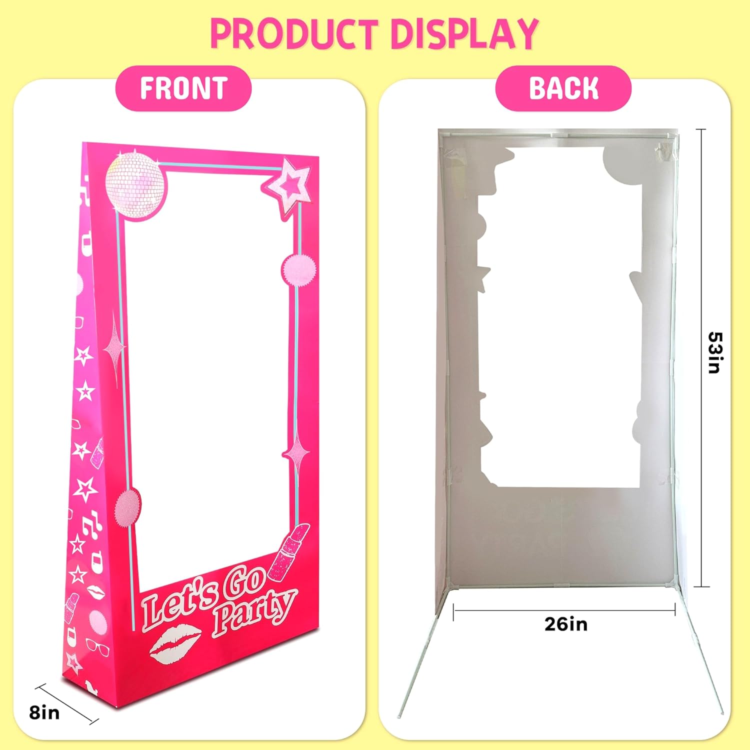 4.5 Ft Tall Life Size Photo Booth Props with Fixed Bracket, Stand-in Cardboard Doll Photo Props for Birthday Party Decorations, Girls Photoshoot, Pink Princess Doll Theme Decor