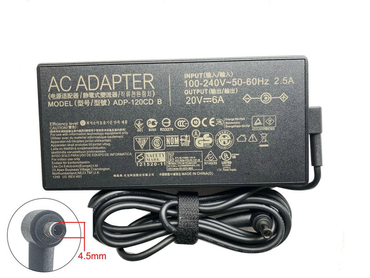 120 W 20 V 6A 4,5 mm A17-120P2A ADP-120VH B ADP-120CH B ADP-120CD B Zasilacz do laptopa kompatybilny z ASUS ZenBook Flip