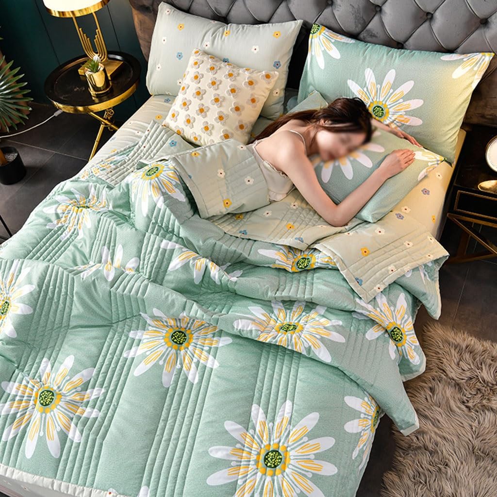 SYXMPFRHO Quilted Bedspreads Florals Double King Size Bedspread, Soft Comforter Bed Throw Microfiber Bed Spread, Reversible Quilted Throw, for All Season Bedroom Decorative(J,180x200cm)