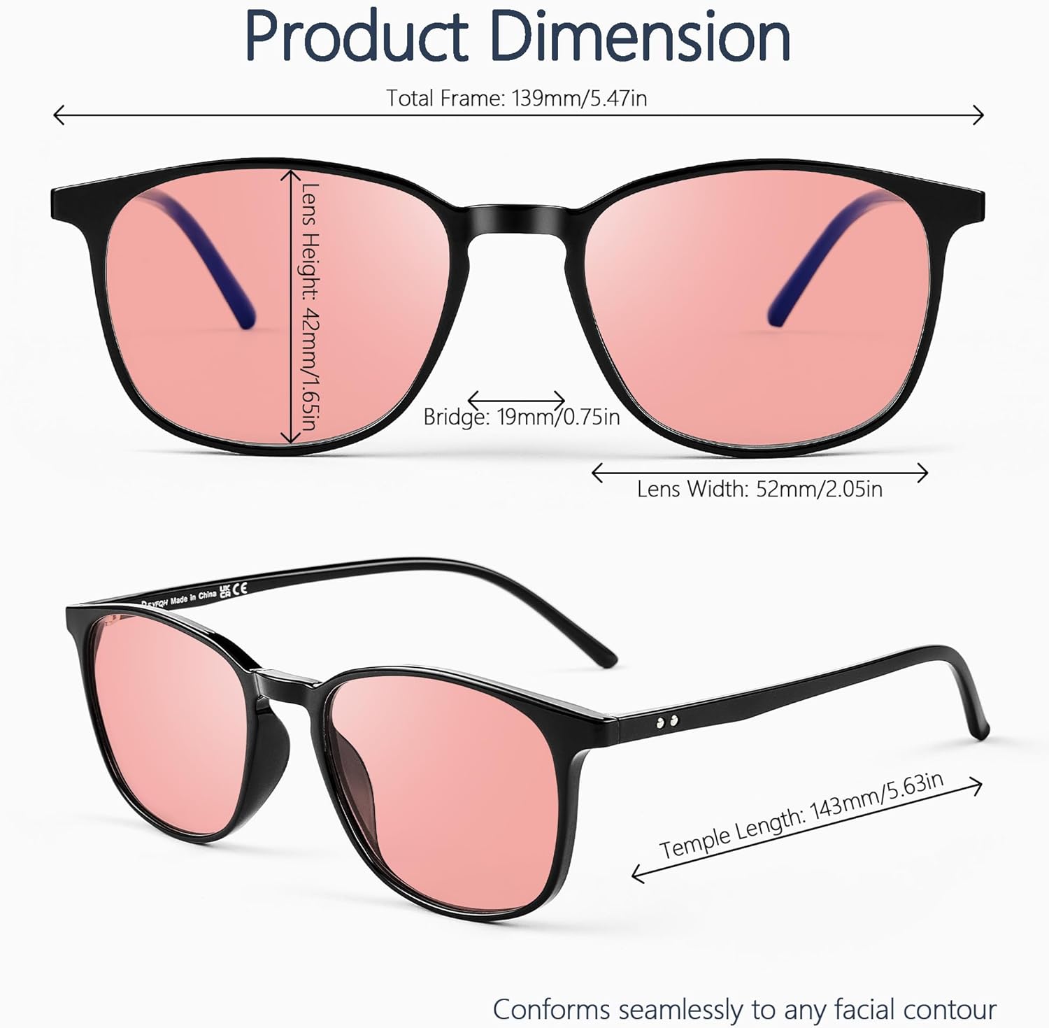 Blue Light Blocking Glasses for Women Men, TR90 Square Frame Anti Eyestrain & UV Glare JF6222