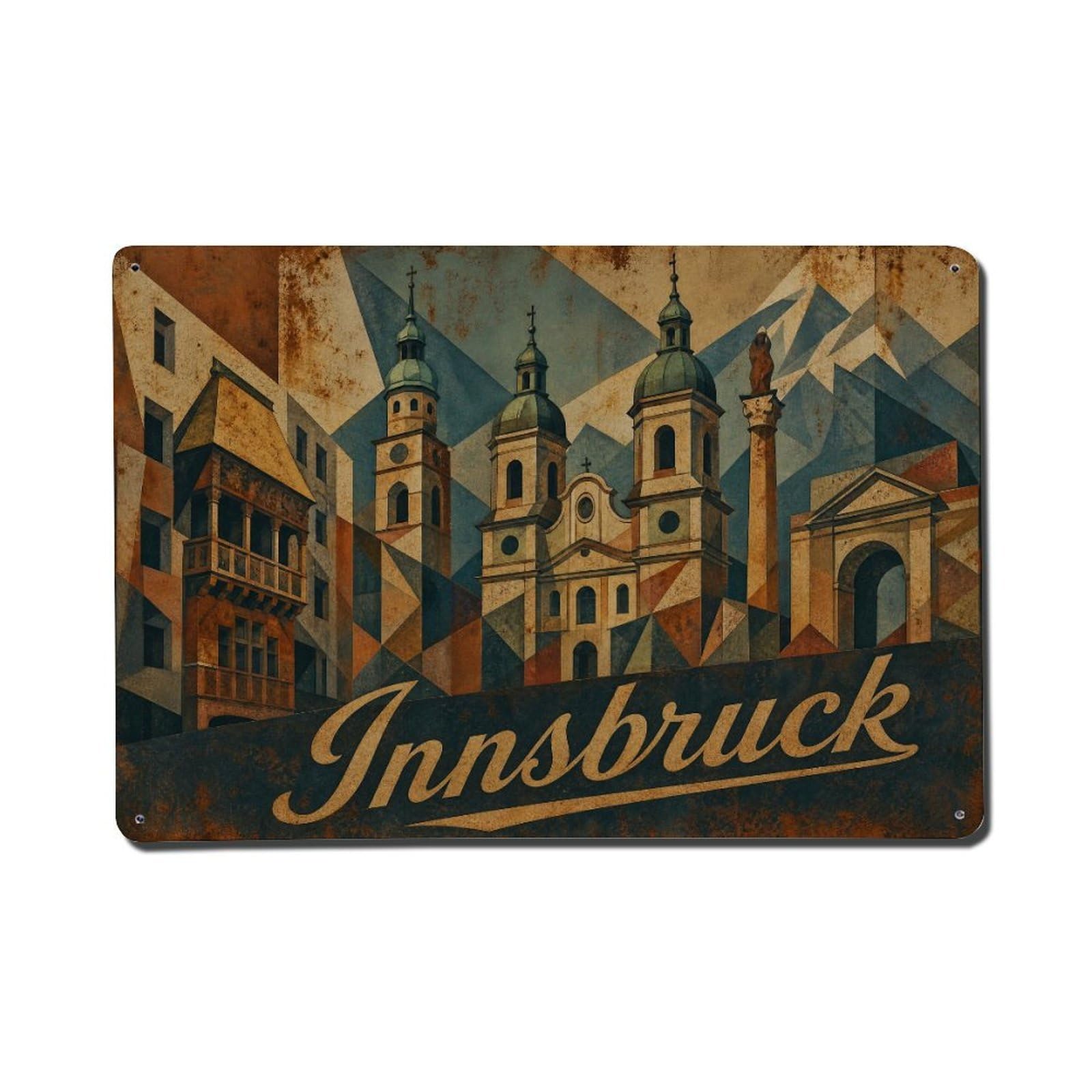 Vintage Travel Innsbruck Historic Monuments Austria Metal Tin Sign