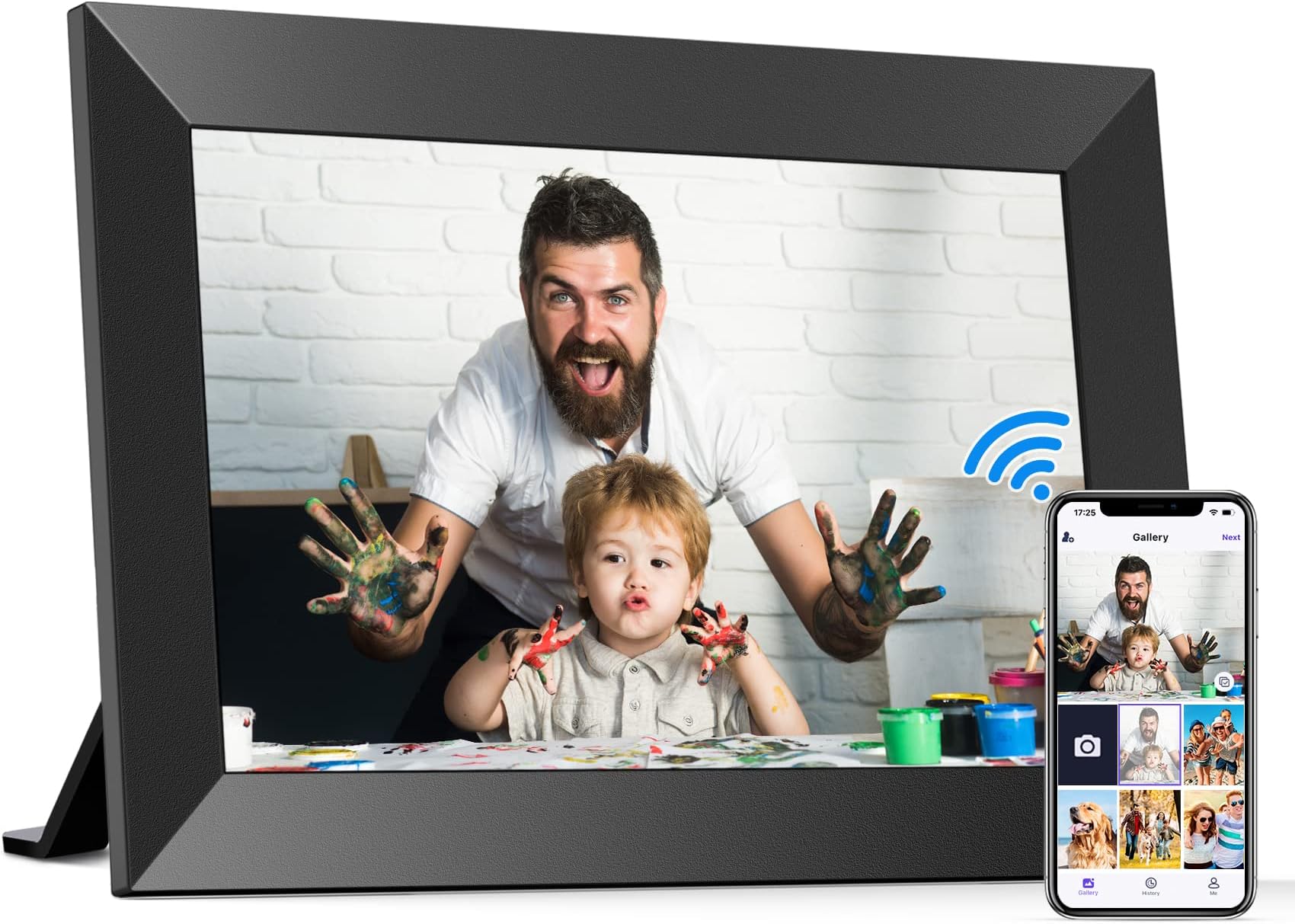 BIGASUO 10.1 Inch WiFi Digital Picture Frame, IPS HD Touch Screen Cloud Smart Photo Frames with Built-in 16GB Memory, Wall Mountable, Auto-Rotate, Share Photos Instantly from Anywhere-Great Gift