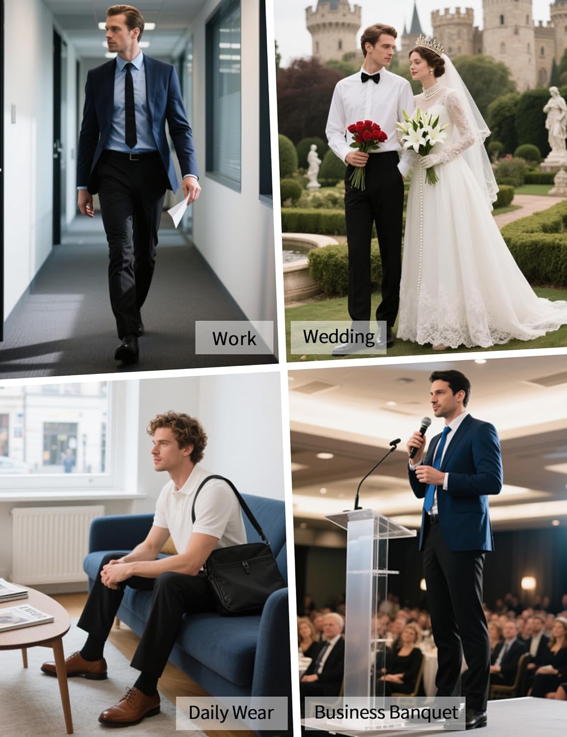 Men's Tall Classic Fit Flex Flat Front Dress Pants Formal Pants for Business & Office - Image 6