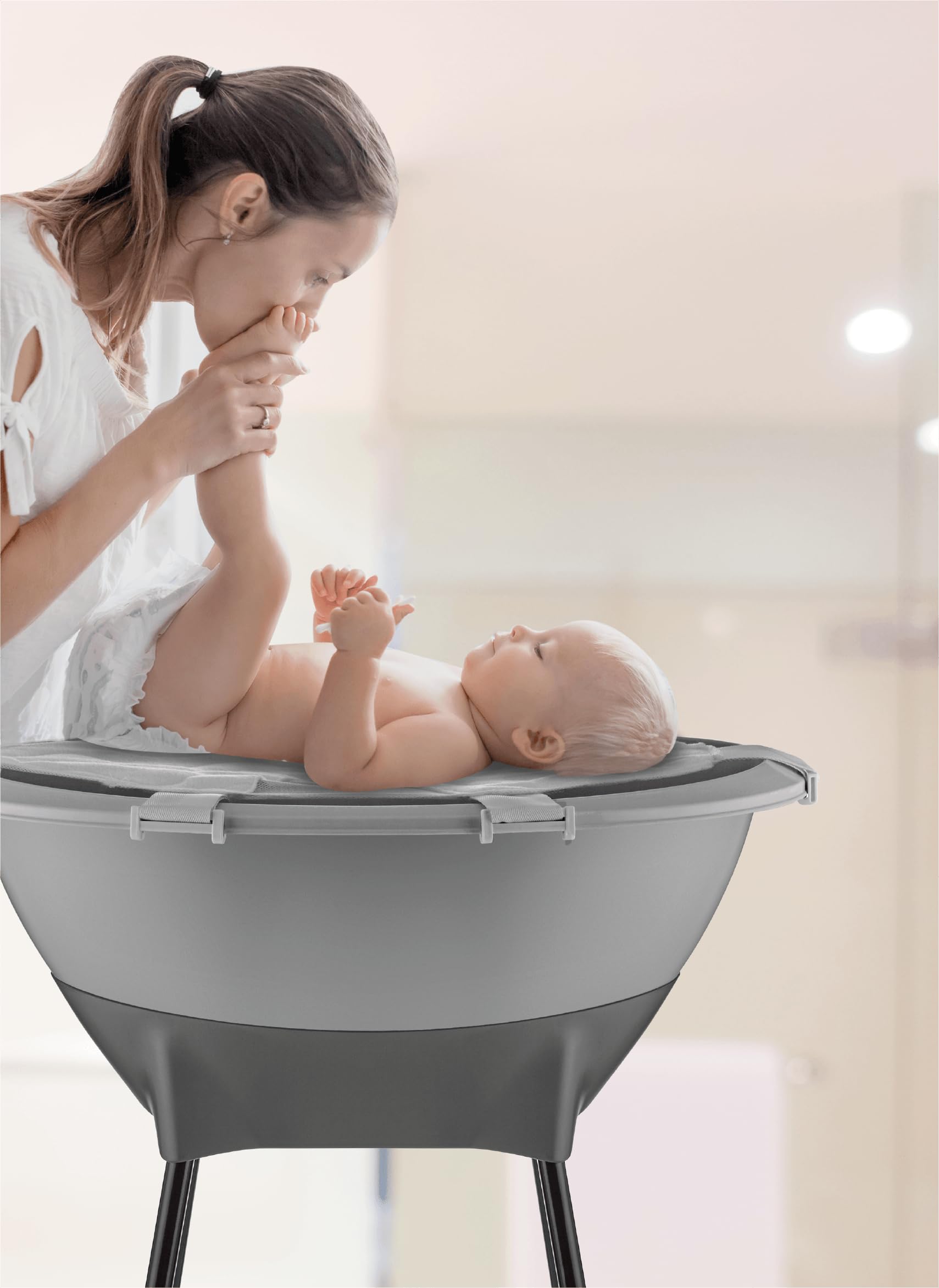Babyjem Baby Badewanne mit Gestell Elegantes Babybadewanne Babywanne, Grau