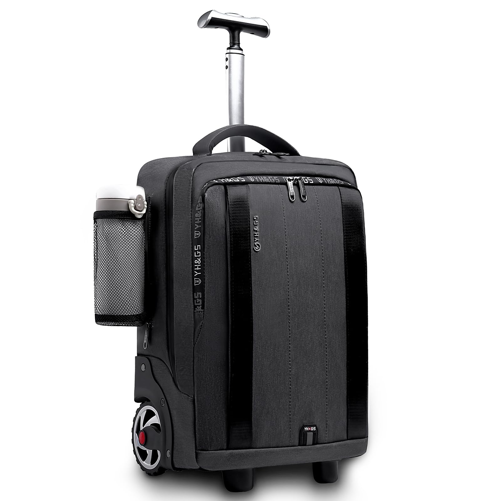 aocrinRolling Backpack, Travel Backpack with Wheels, Rolling Backpack for Women Men, Carry on Luggage with Rolling Laptop Backpack for Travel Work, Fit 15.6 Inch Notebook Men Women (Black)