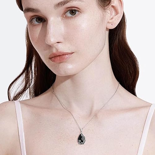 Miniatura 2 de Collar de margaritahibiscolotorosapeoníagirasol, plata de ley 925, lágrima, ónix negro, joyería de flores vintage, regalos para mujeres