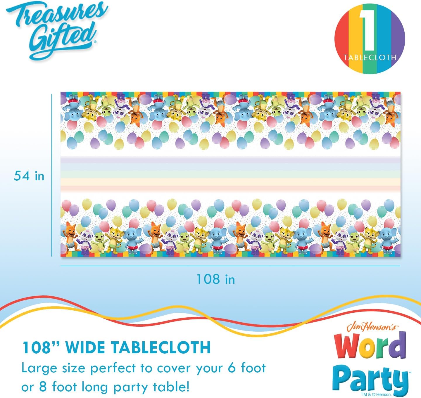 Treasures Gifted Officially Licensed Jim Henson’s Word Party Birthday Party Supplies - Serves 16 Guests - Complete Set Word Party Birthday Decorations - Word Party Decorations Banner, Plates & More