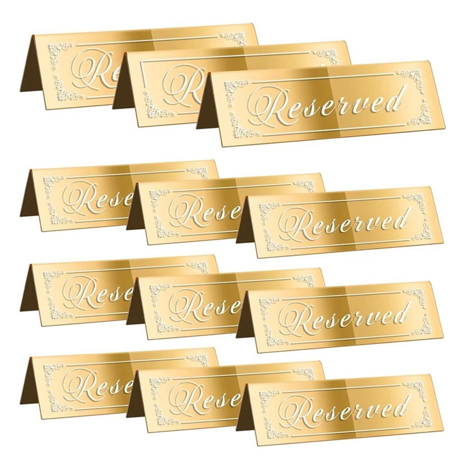 12 letreros de mesa reservada dorados for bodas, acrílicos de doble cara for reservar mesas.
