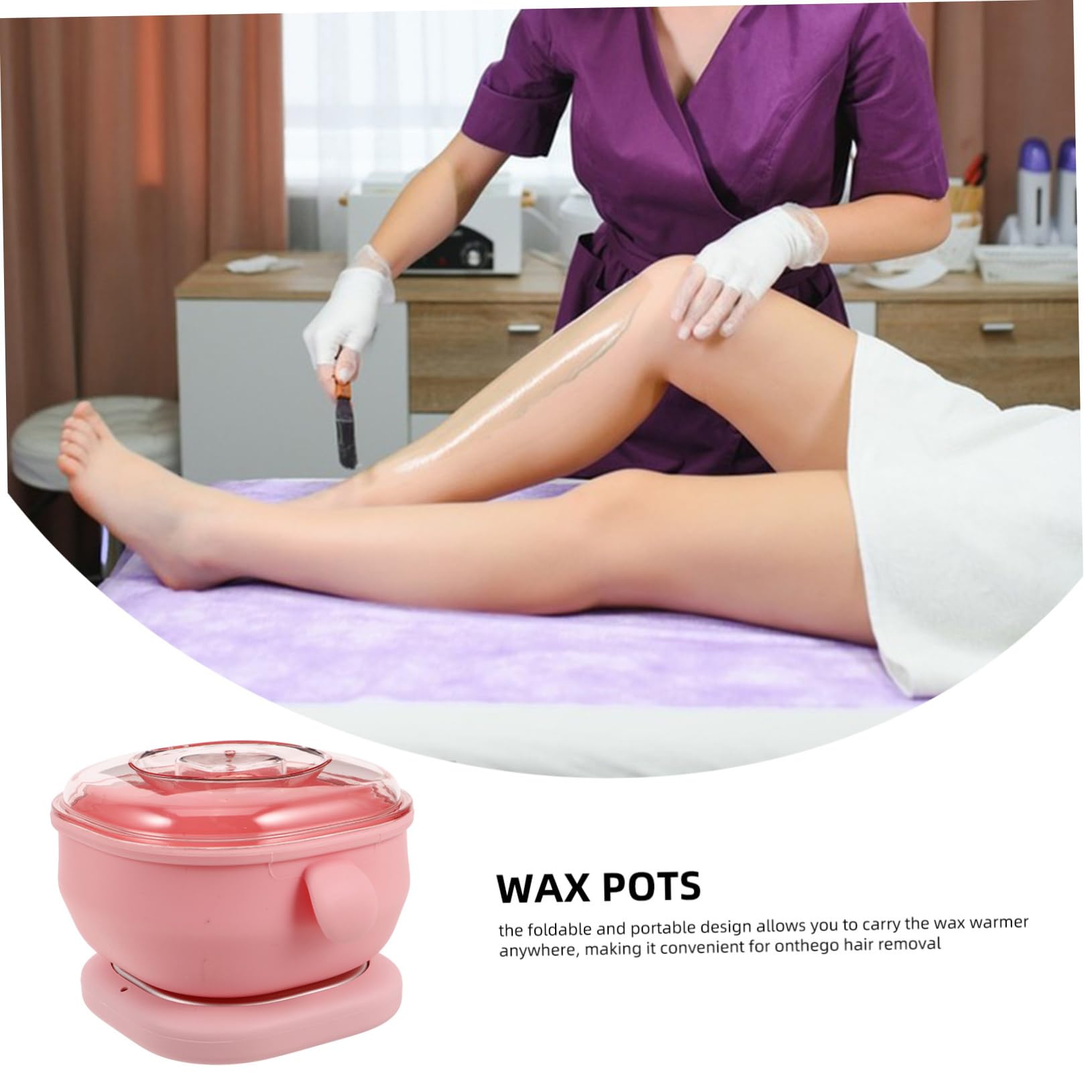 Scaldacera Elettrico Pieghevole in Silicone Rosa, per Gambe e Ascelle | Fusione Rapida e Uniforme, Uso Casa o Salone, Superficie Antiaderente, Facile da Pulire e Riporre