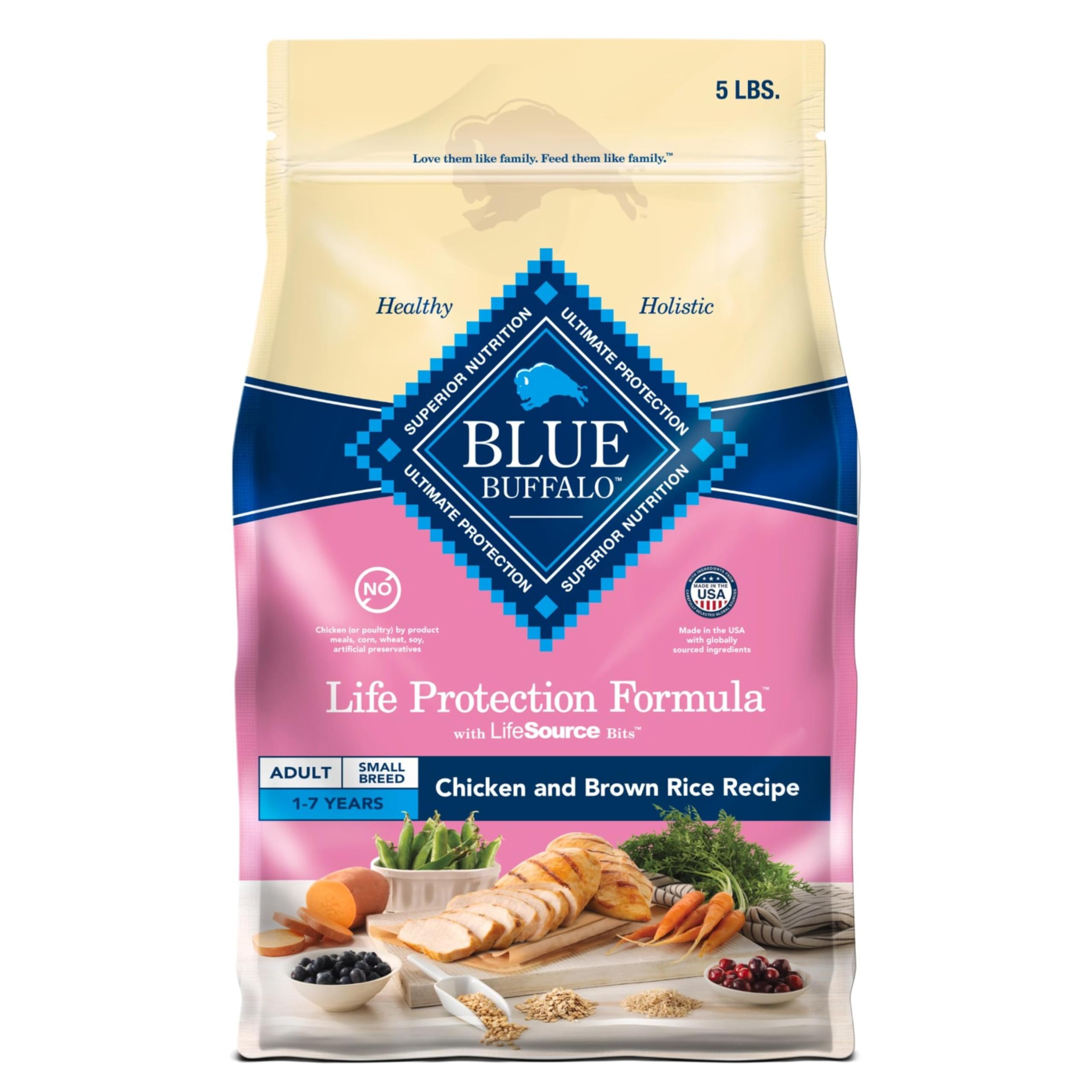 Life Protection Formula Adult Small Breed Dry Dog Food, Supports High Energy Needs, Made with Natural Ingredients, Chicken & Brown Rice Recipe, 5-lb. Bag