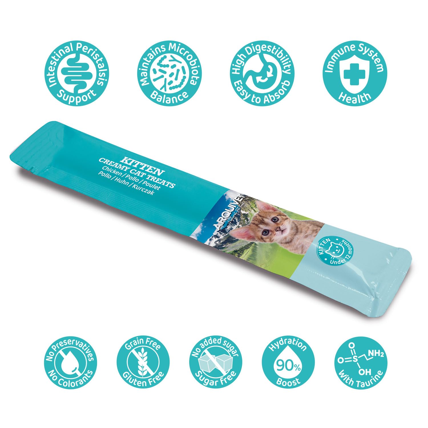 Pack 60 ud. - Snack cremoso de Pollo para Gatitos - Kitten - Arquivet Creamy Cat Treats