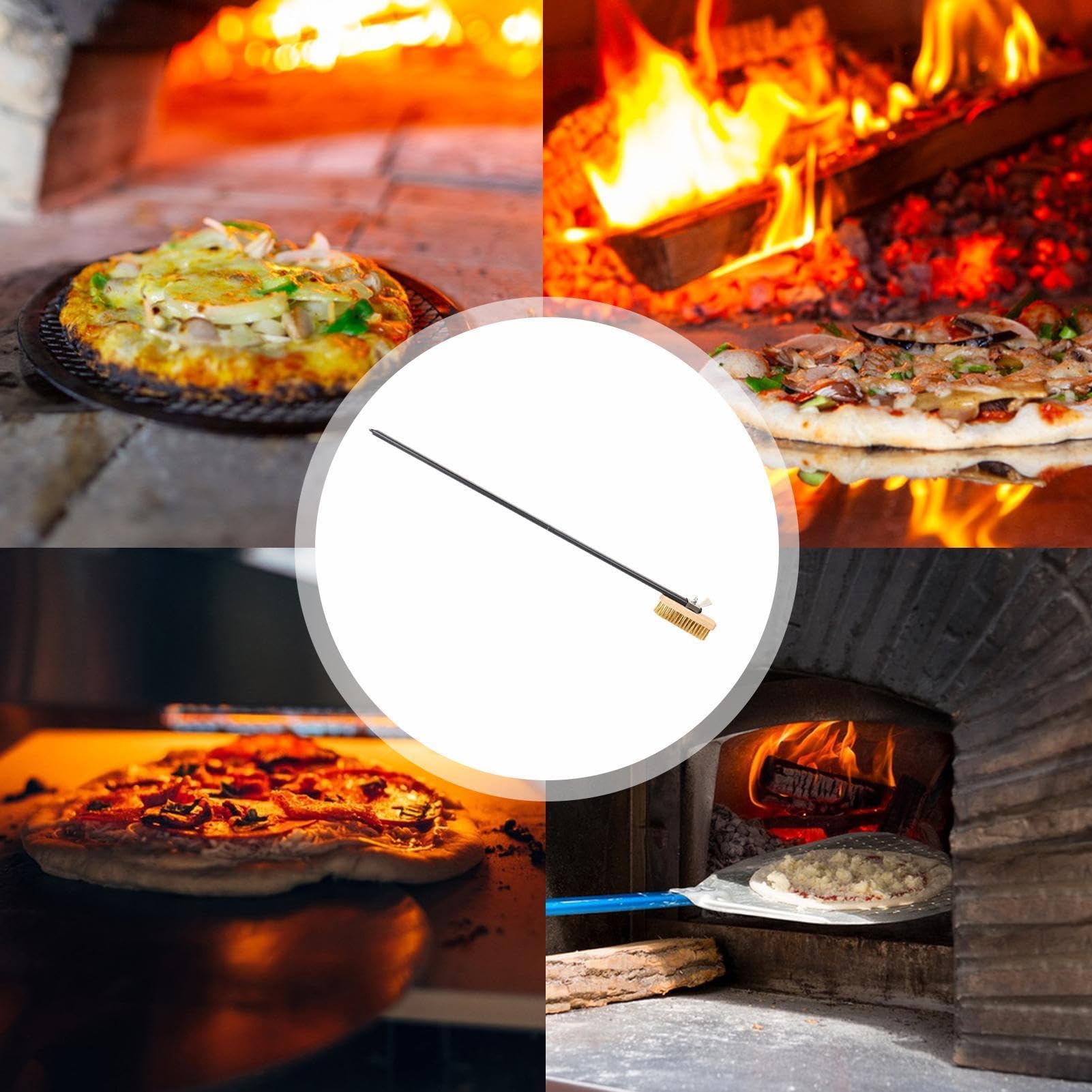 Cepillo de horno con raspador de piedra Raspador De Acero Inoxidable Con | Resistente Al Calor Y Altas Temperaturas Rascador inoxidable resistente al óxido para limp