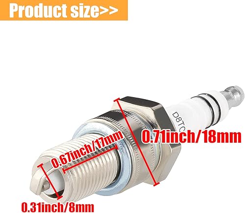 Miniatura 7 de Paquete de 2 bujías D8TC D8EA DR8EA para CG 125 125cc-150cc 200cc 250cc GY6 CG125 CF250 CH250 Motocicleta ATV Quad Scooter Go Kart Moped Pit Dirt