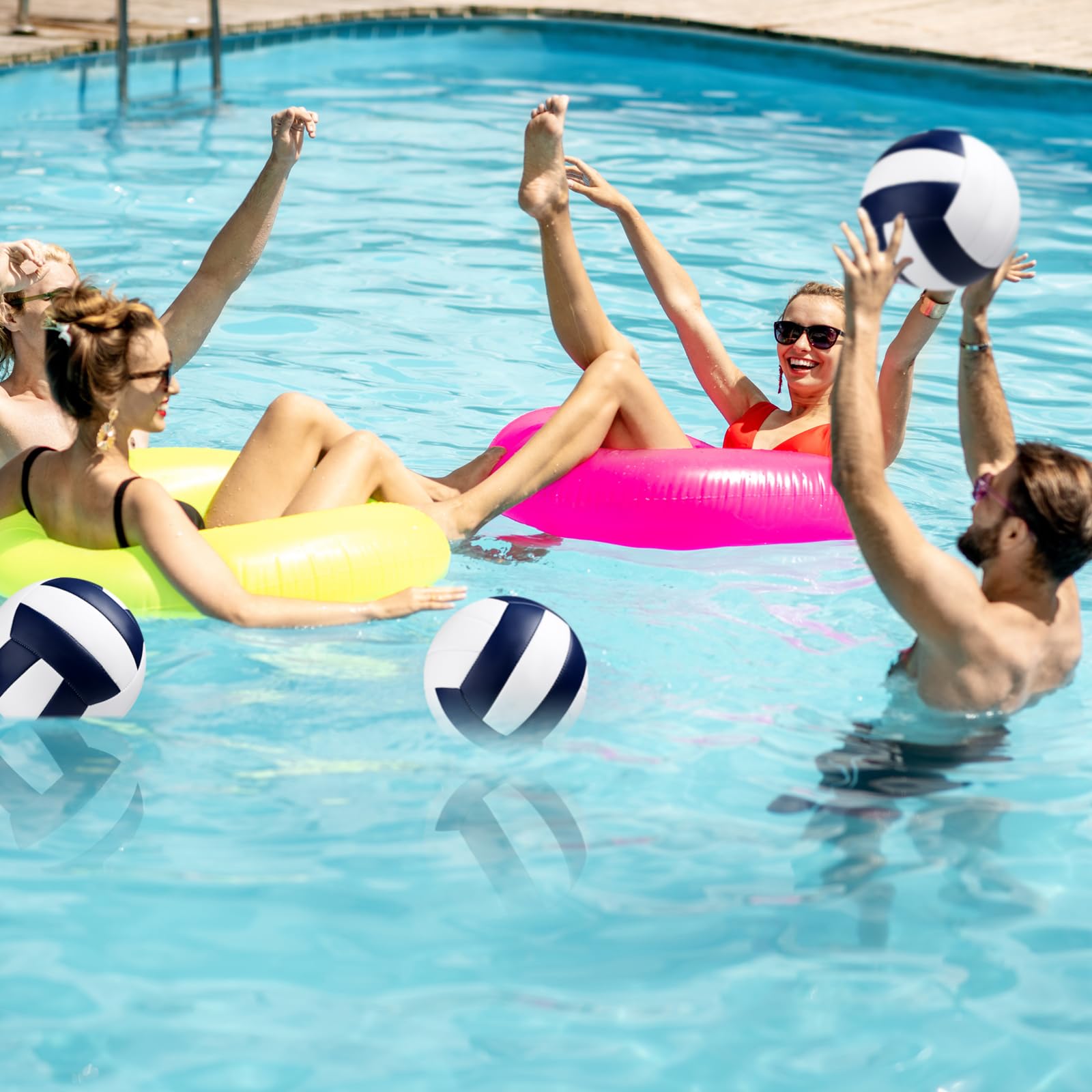 Wettarn Volleybälle in offizieller Größe 5, weich, Freizeit-Volleybälle mit Pumpe, reguläre Größe, Volleybälle für Anfänger, drinnen und draußen, Strand, Fitnessstudio, Pool, Sandsport, Marineblau,