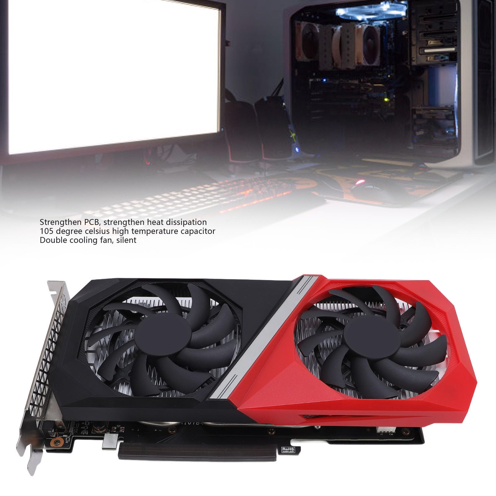 LICAEVEY Karta Graficzna do Gier, Podwójny Wentylator Cichej Karty Graficznej, 8GB 128bit 1552MHz 14000MHz PC Komputer Stacjonarny Video GPU do Gier 7 8 10 10