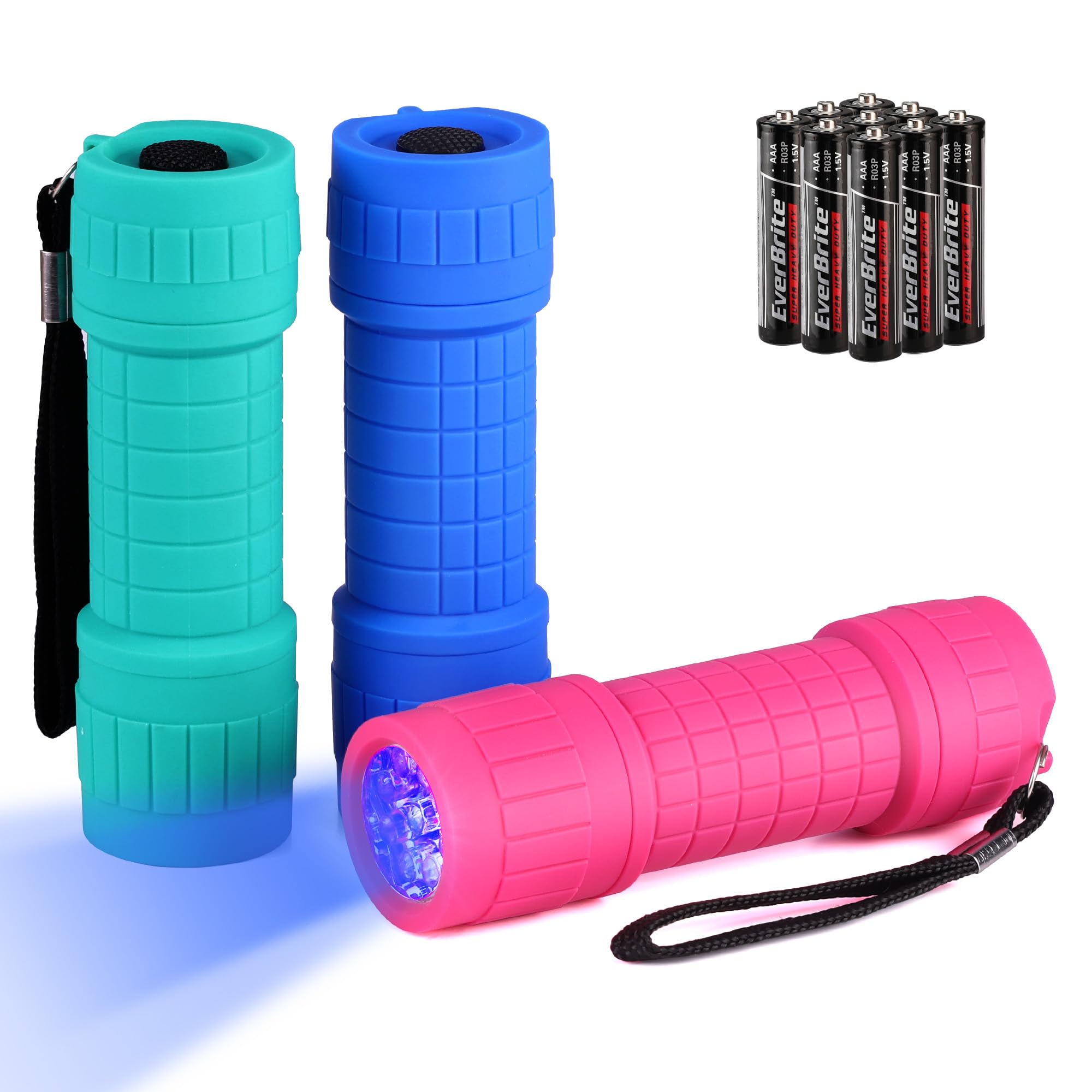 EverBrite Black Light Flashlight 3-Pack, 395nm for Currency Inspection