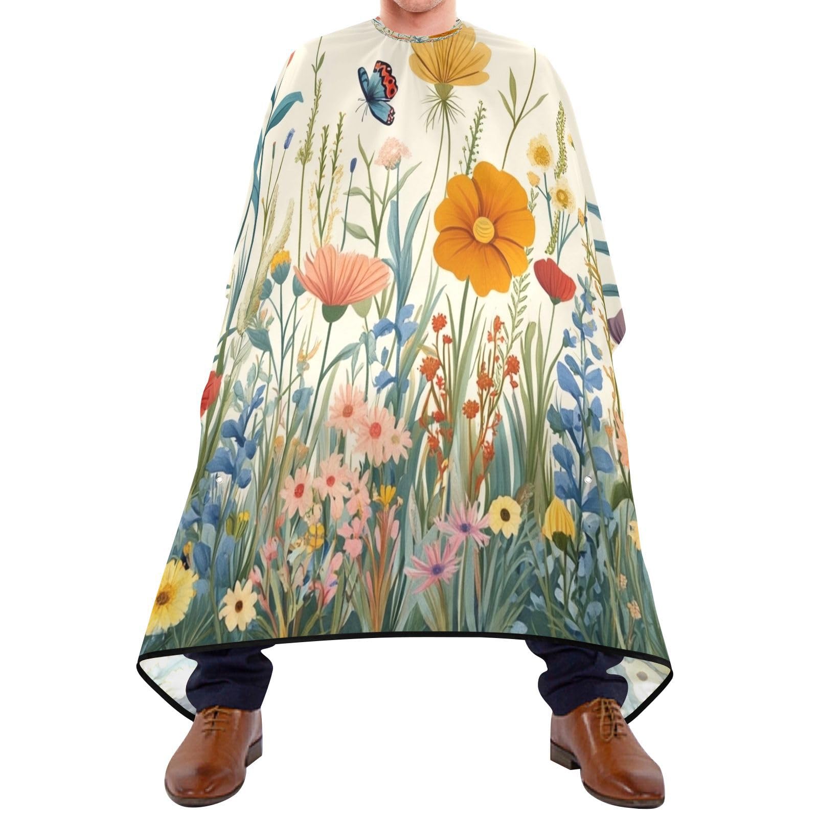 Kigai Hair Cutting Cape for Men & Women Wildflowers Butterfly Waterproof Barber Cape Professional Hairdressing Salon Styling Cape with Adjustable Closure Snap
