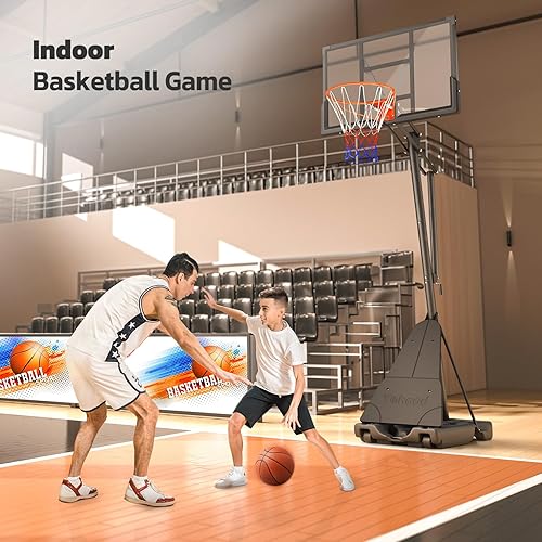 Miniatura 7 de Aro de baloncesto portátil para exteriores, tablero trasero de 4448 pulgadas, sistema de portería de baloncesto de 10 pies ajustable rápidamente con