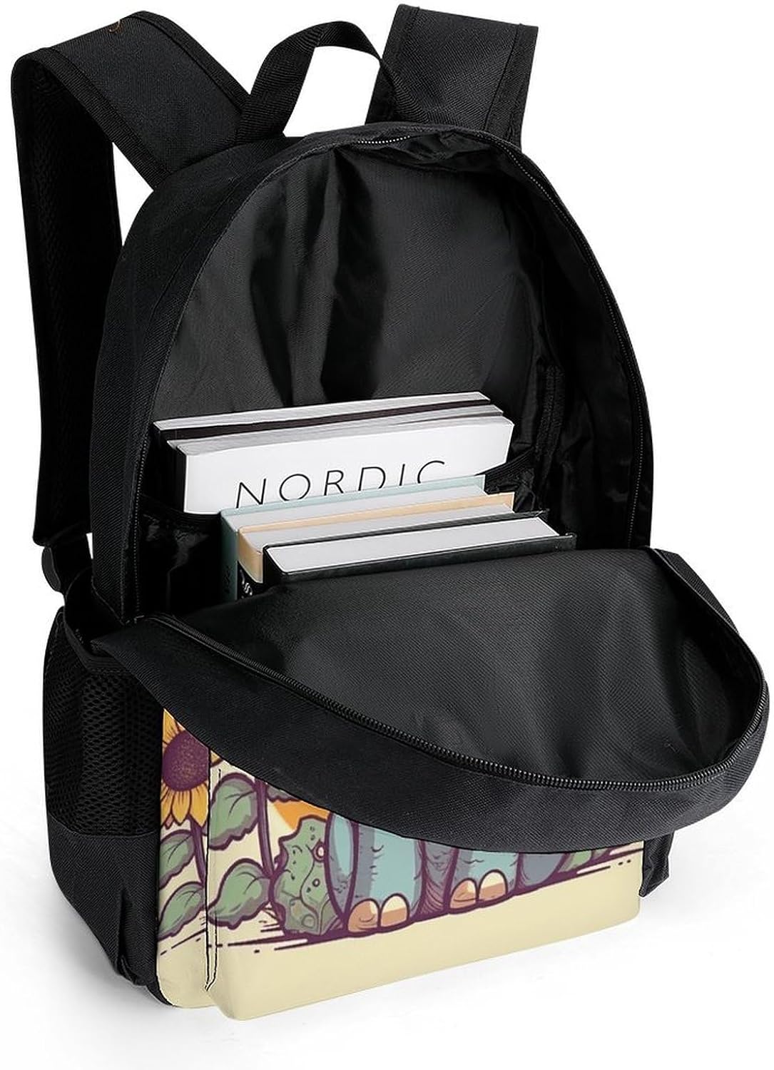 Portable Elephant Sunflower Backpack with Front & Side Pockets image 5