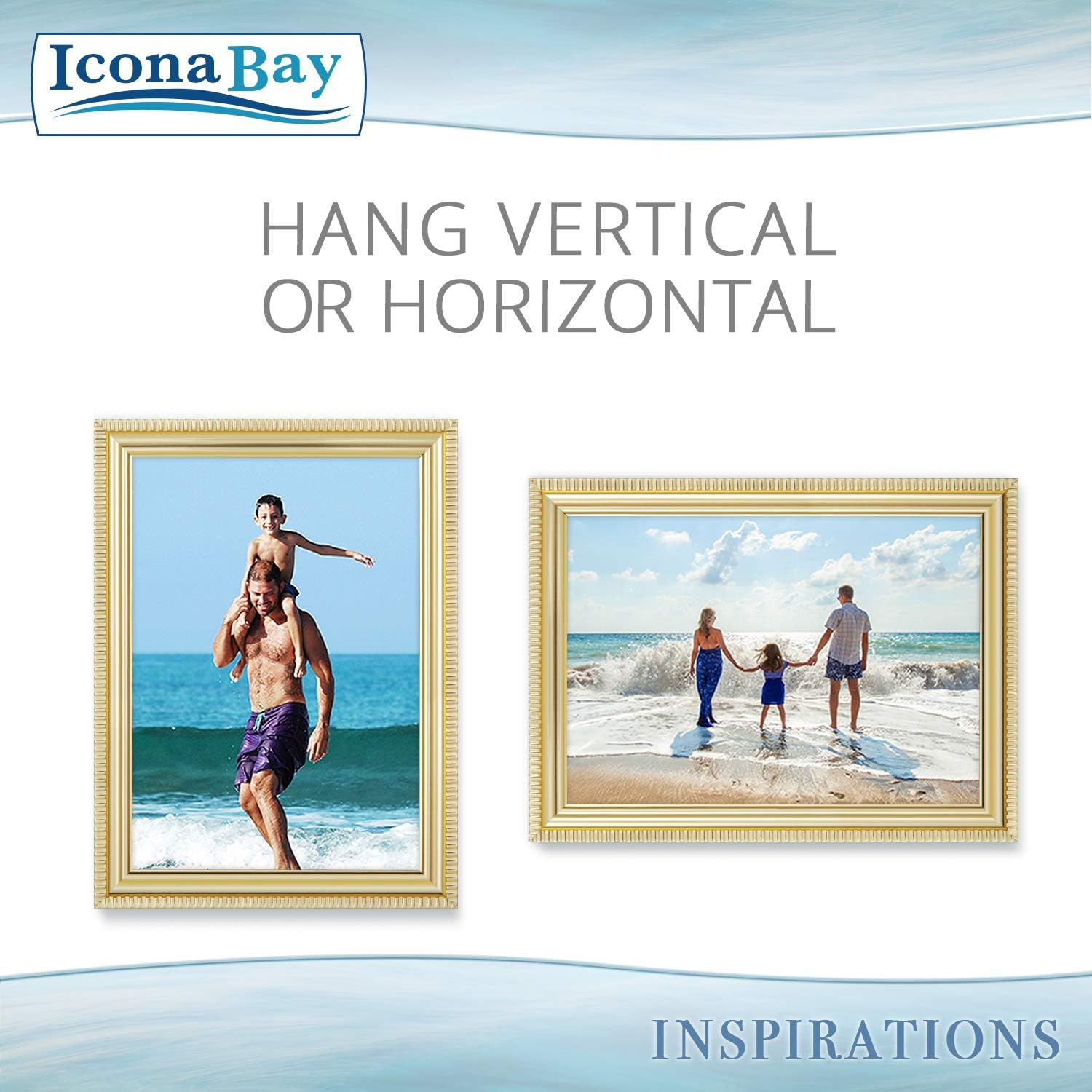 Icona Bay 5x7 Picture Frames (Gold, 6 Pack), Beautifully Detailed Molding, Contemporary Picture Frame Set, Wall Mount or Table Top, Inspirations Collection - Image 7