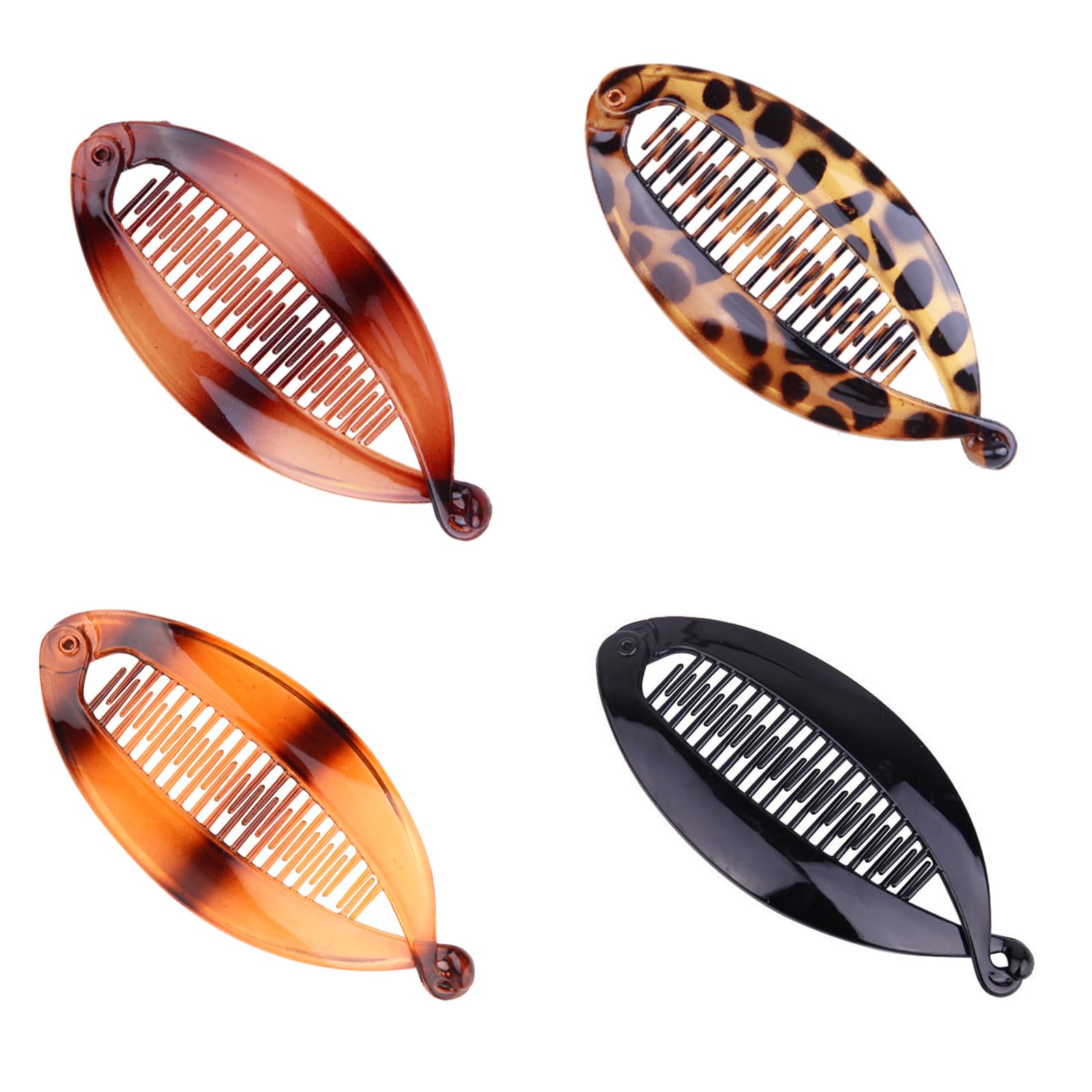 Banana Clip,4 pinzas para el cabello de plátano,peines grandes vintage de plátano,Clip de cola de caballo,peine de cola de pez,Para mujeres y niñas