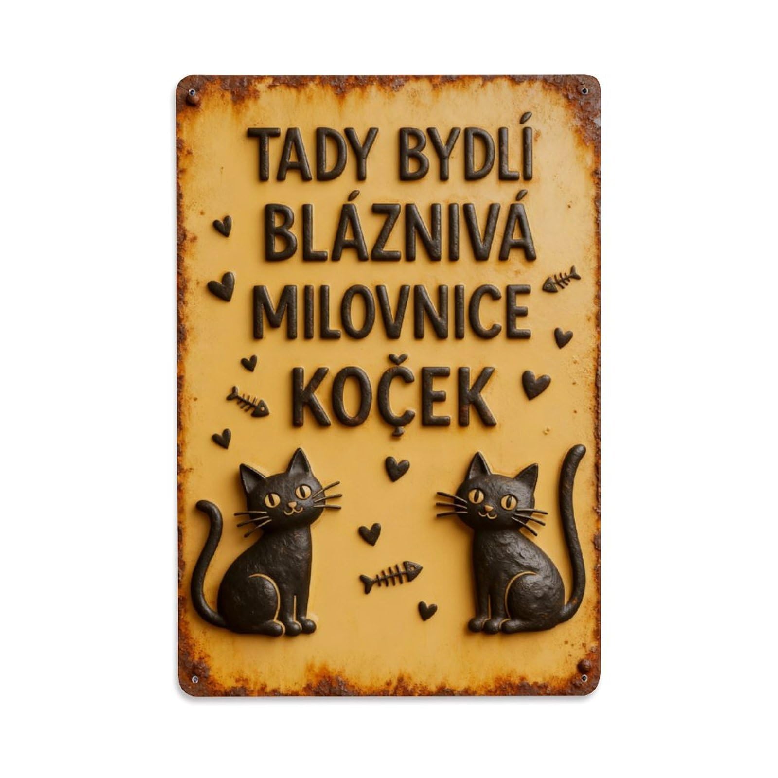 Here Lives A Foolish Cat Lover Vintage Metal Tin Sign Retro Wall Decor, Bar Garage Cafe Kitchen Home Wall Art Poster Decoration 8x12inches