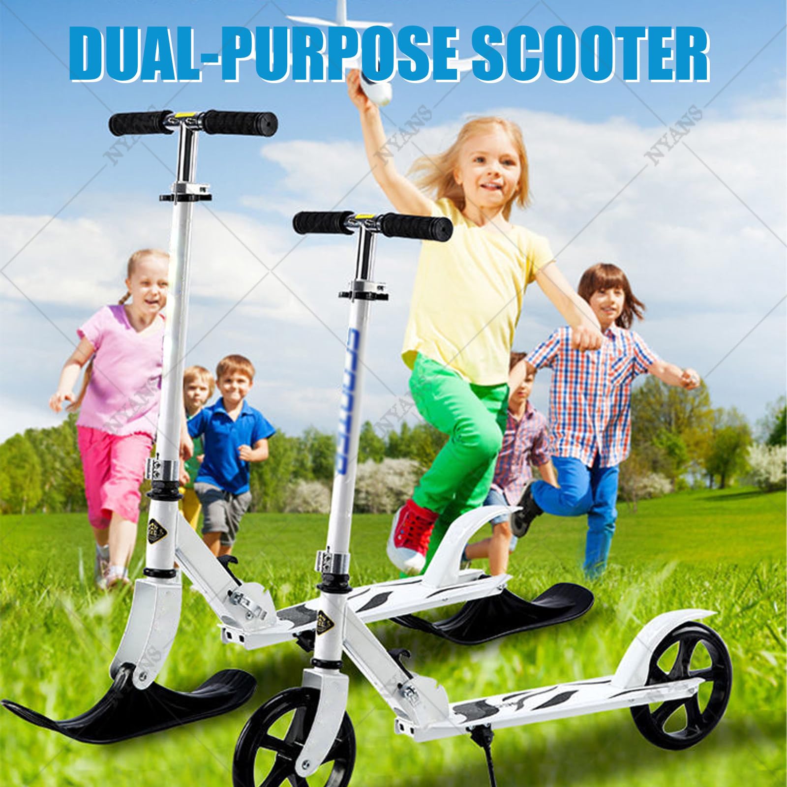 Patinete plegable 2 en 1 con manillar ajustable, paseo suave para niños de 3 a 15 años, ideal para deportes al aire libre para niños y niñas