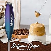Vista 2 de PowerLix Potente espumador de leche de mano con soporte, funciona con pilas, varita espumadora para café, latte, capuchino, chocolate caliente, mini