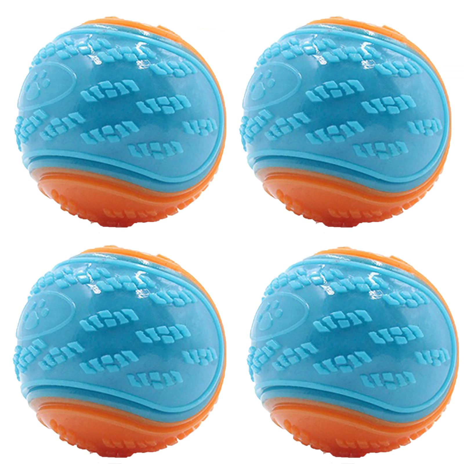 Squeaky Dog Ball Toys, Dog Teeth Resistant Balls, Dog Toys Teeth Cleaning Puppy Chew Toys Pet Training Ball Dog Interactive Dog Ball, For Relieving Dog Anxiety, Cleaning Teeth (4PCS Orange Blue)