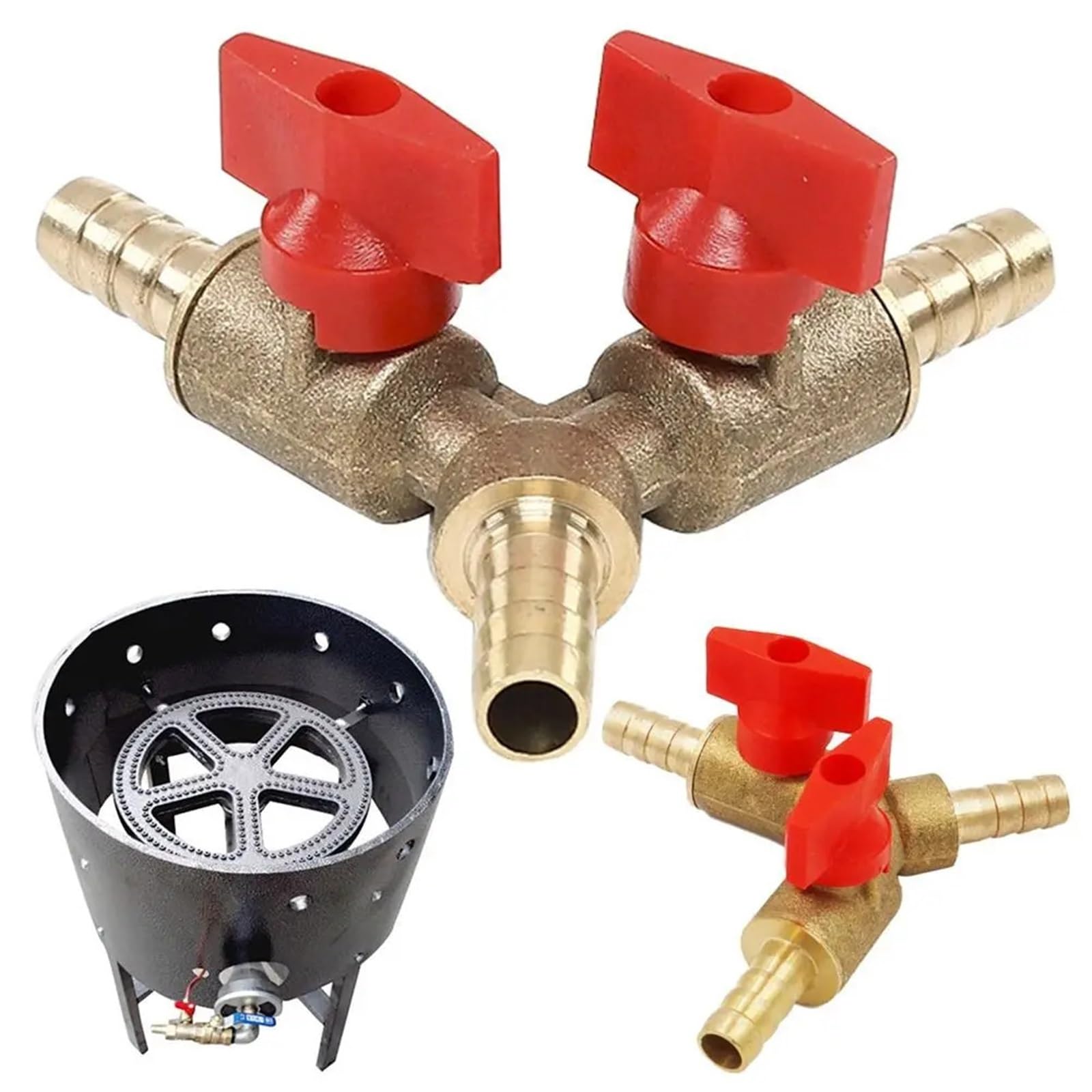 Juego de 4 accesorios de válvula de bola de latón tipo Y de 3 vías para combustible, gas, agua, aceite, aire 8 mm, 10 mm, 12 mm
