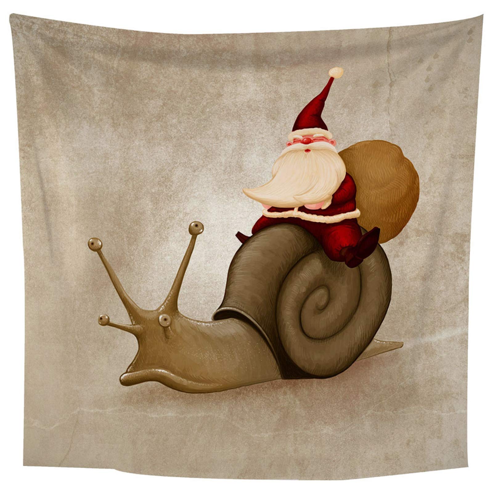 Arazzo da Parete Natalizio, Arazzo Appeso a Parete Lumaca e Babbo Natale Marrone Rosso Arazzi Tappeti Parete Camera Letto, 200x200CM