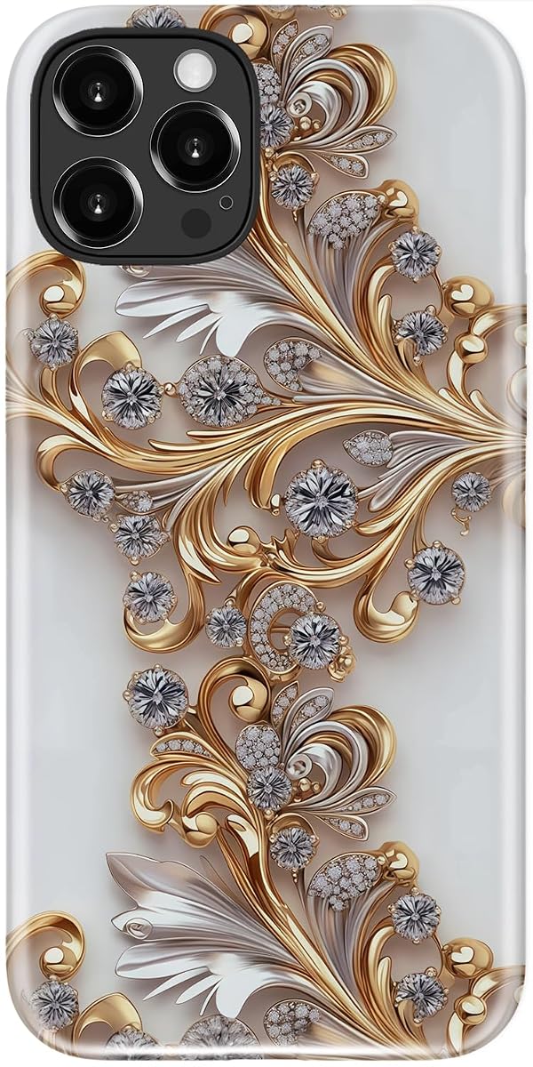 LUMARKE for iPhone 16 Pro Case Cute - Wireless Charging Compatible - Dual-Layer Soft Silicone + Hard Shell - Trendy Floral Design - Matte Finish Phone Cover for Women - Ornate Jeweled Cross by LUMARKE - Used condition - US$7.70