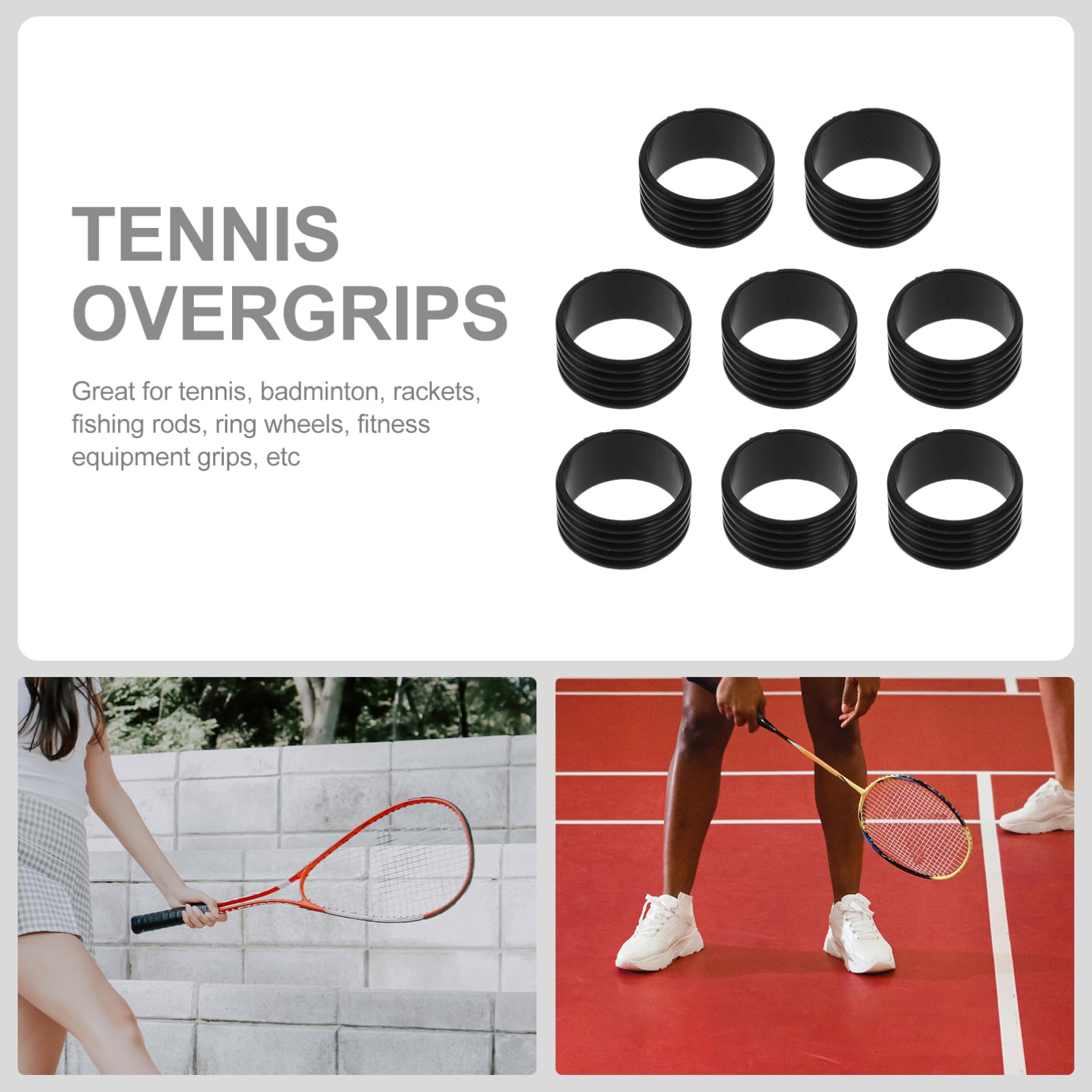 BESPORTBLE Anello in Gomma per Racchetta da Tennis Cremagliera Palline da Tennis Accessori per Badminton Grip per Attrezzature Fitness Impugnature per Racchette da Tennis