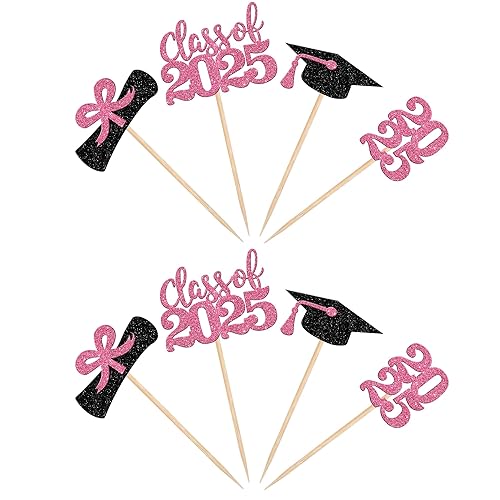 Miniatura 46 de 36 piezas con purpurina 2025 temática de graduación 2025 para cupcakes para diploma de clase de 2025, para graduación de clase de 2025, suministros
