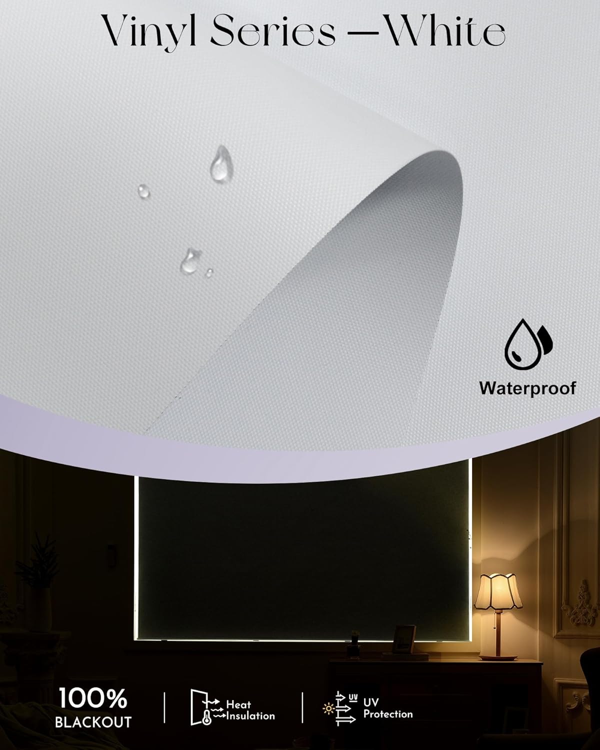 Graywind Smart Roller Blinds Blackout, Waterproof Vinyl Electric Roller Blinds With Remote, Rechargeable Motorised Roller Blinds With Valance Compatible With Alexa Google, White 6 71LE+9mL4bL. AC SL1500