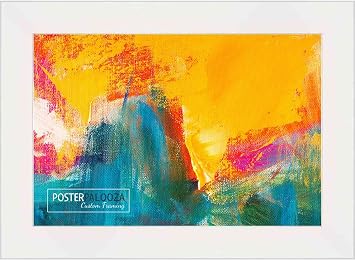 Poster Palooza 26x18 Contemporary White Complete Wood Picture Frame with UV Acrylic Plexiglass, Foam Board Backing & Hardware Included