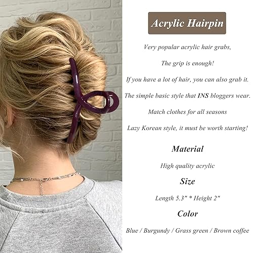 Miniatura 2 de Pinzas para el cabello grueso, paquete de 4 pinzas de gelatina extra grandes para mujeres, accesorios para el cabello de 4.75 pulgadas para mujeres