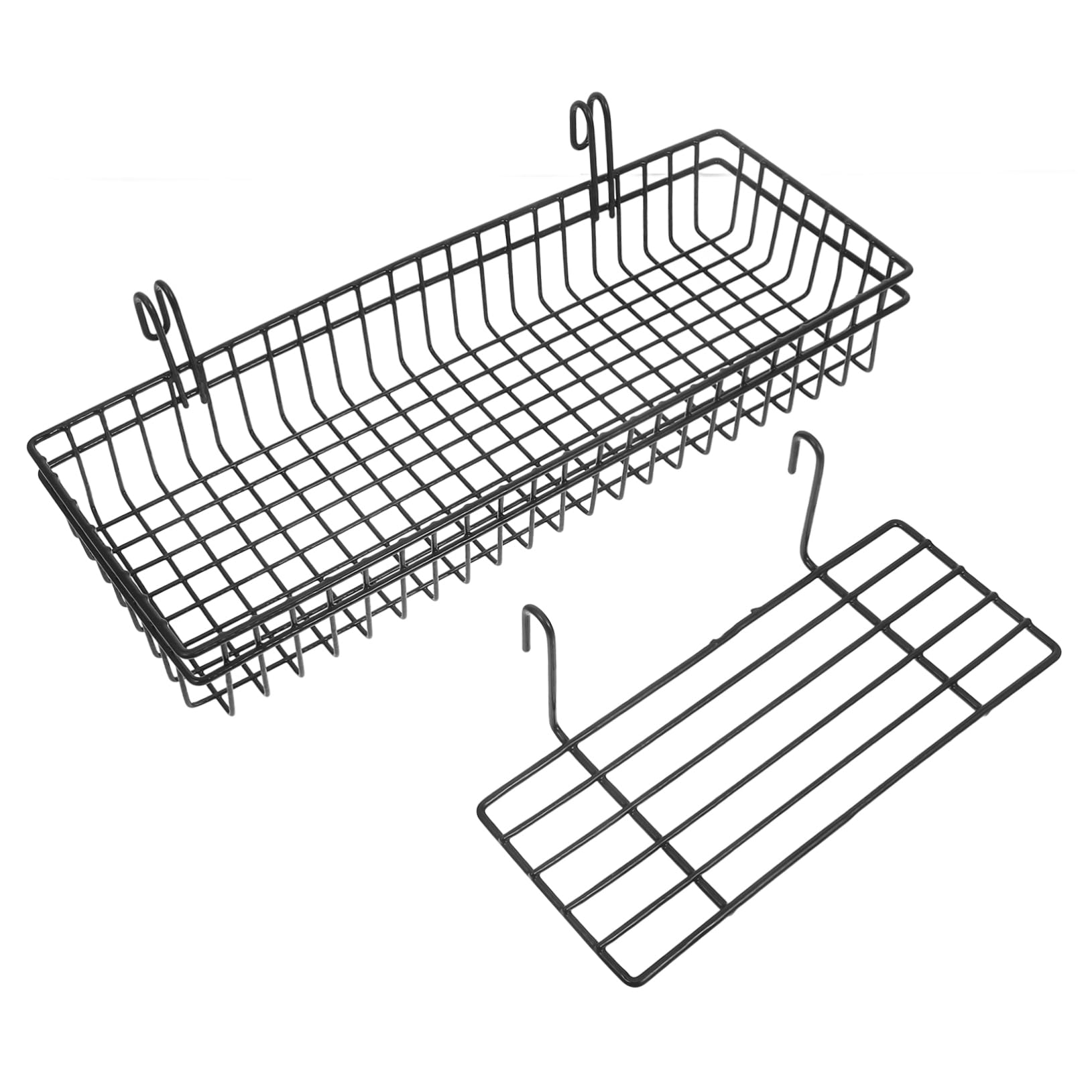 OUNONA Wire Hanging Baskets Grid Wall Shelves Wall-mounted Storage Baskets Hanging Organizer