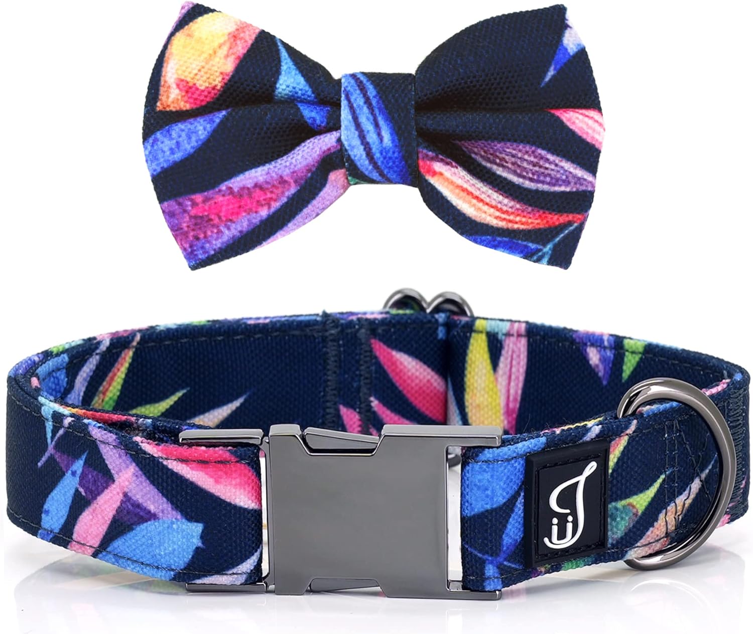 Ultra Joys Dog Collar with Bowtie - Soft Comfortable Cotton Fabric with Durable Metal Buckle in Camoflauge Design - Extra Large Size Collar with Removable Bow Tie