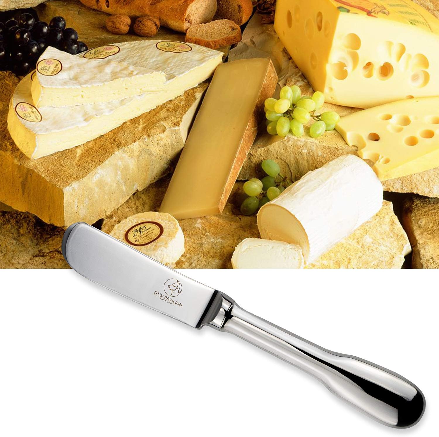 Set of 6 Butter Knife Silver Cheese Knife Spreaders 18/10 Stainless Steel for Butter Cheese and Dessert