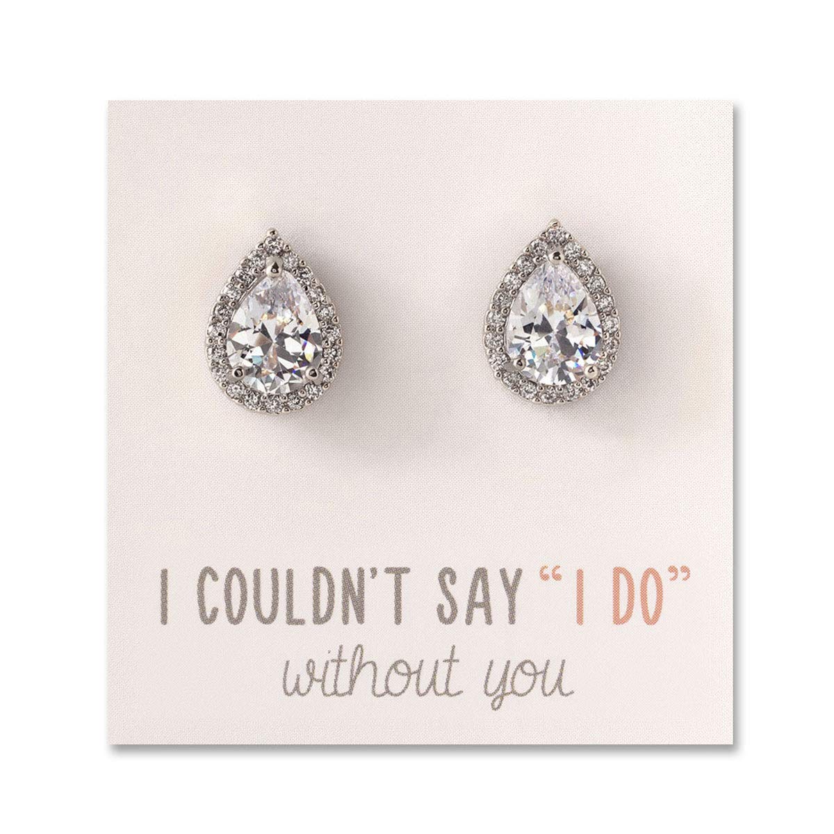 A O Wedding Bridesmaid Jewelry Gift - Pear Teardrop Stud Post or Clip on Earrings in Gold Rose